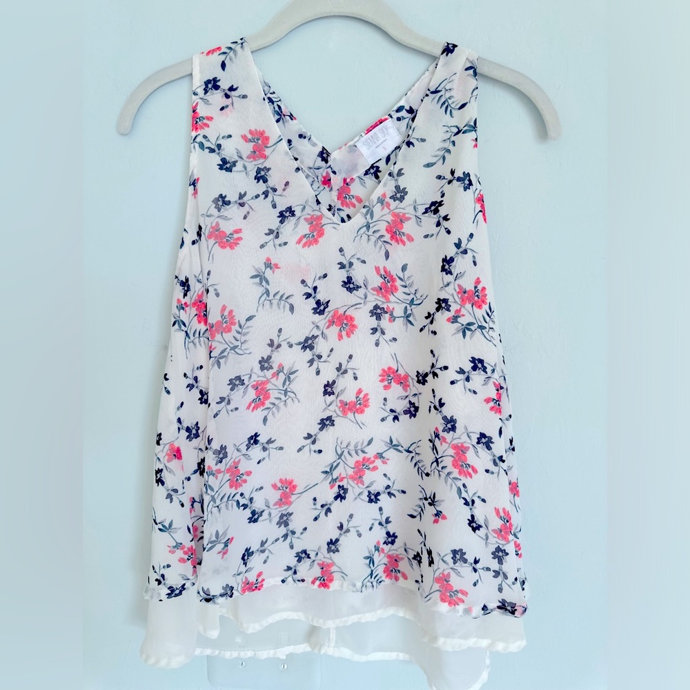 Sienna Sky Women’s Flowered Chiffon Top Lined Sz S